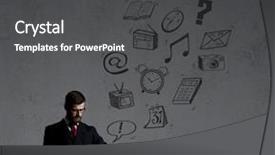  Presentation with animation - PPT theme consisting of businessman checking the time background and a  colored foreground