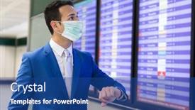 Presentation with airport - Slide deck featuring businessman-checking-time background and a ocean colored foreground