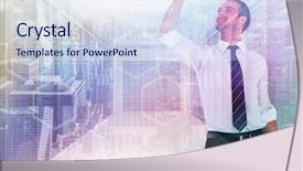  Presentation with server room - Presentation design featuring clenched fist against server background and a sky blue colored foreground