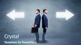  Presentation with differents between crepe and pancake - Slide deck consisting of businessman choosing between two directions background and a ocean colored foreground