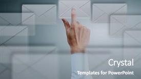  Presentation with mail - Cool new theme with businessman choosing e-mail icons backdrop and a gray colored foreground