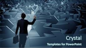  Presentation with direction - PPT theme with businessman choosing his business direction background and a ocean colored foreground