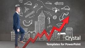  Presentation with climbing - PPT theme consisting of businessman climbing against grey room background and a gray colored foreground