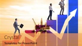  Presentation with growth - Audience pleasing slides consisting of businessman-climbing-bar-charts backdrop and a yellow colored foreground