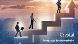  Presentation with growth - Theme having businessman-climbing-bar-charts background and a ocean colored foreground