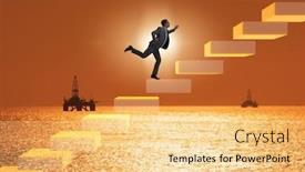  Presentation with climbing - Slide deck featuring businessman-climbing-bar-charts background and a yellow colored foreground