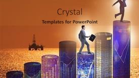  Presentation with climbing - Audience pleasing slide deck consisting of businessman-climbing-bar-charts backdrop and a red colored foreground