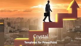  Presentation with climbing - PPT layouts having businessman-climbing-bar-charts background and a coral colored foreground