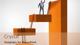  Presentation with challenge - Beautiful presentation featuring businessman-climbing-blocks-in-challenge backdrop and a yellow colored foreground