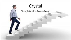  Presentation with corporate ladder - PPT theme consisting of businessman climbing career ladder background and a white colored foreground