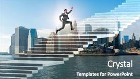  Presentation with career - Presentation featuring businessman climbing career ladder background and a ocean colored foreground