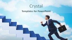  Presentation with career - Presentation design having businessman-climbing-career-ladder background and a cool aqua colored foreground