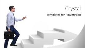  Presentation with career - Presentation theme featuring businessman-climbing-career-ladder and a white colored foreground