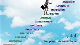  Presentation with factors - Colorful slide set enhanced with businessman-climbing-carrer-ladder-success backdrop and a light blue colored foreground