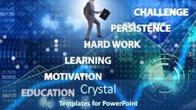  Presentation with factors - Slide deck having businessman-climbing-carrer-ladder-success background and a ocean colored foreground