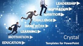  Presentation with factors - Cool new theme with businessman-climbing-carrer-ladder-success backdrop and a ocean colored foreground