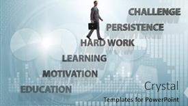  Presentation with factors - Slide deck enhanced with businessman-climbing-carrer-ladder-success background and a light blue colored foreground