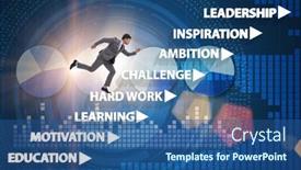  Presentation with factors - PPT theme with businessman-climbing-carrer-ladder-success background and a ocean colored foreground