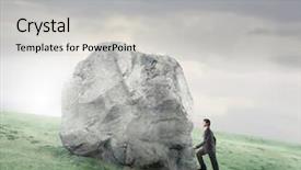  Presentation with rock climbing - Cool new presentation theme with businessman climbing on a rock backdrop and a light gray colored foreground