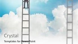  Presentation with climbing stairs - Amazing presentation design having businessman-climbing-stairs-against backdrop and a sky blue colored foreground