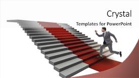  Presentation with climbing stairs - Cool new presentation theme with businessman climbing stairs and red backdrop and a white colored foreground