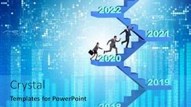  Presentation with climbing stairs - Presentation theme consisting of businessman-climbing-stairs-on-yearly background and a cyan colored foreground