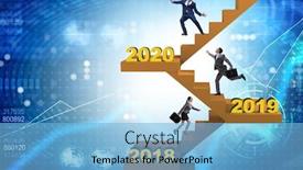  Presentation with climbing stairs - Presentation theme having businessman-climbing-stairs-on-yearly background and a light blue colored foreground