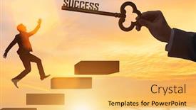  Presentation with career - Beautiful slide deck featuring businessman-climbing-the-career-ladder backdrop and a yellow colored foreground