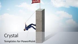  Presentation with climbing - Slides with businessman climbing top success background and a sky blue colored foreground