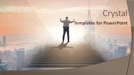  Presentation with career - Beautiful presentation design featuring businessman climbing up challenging career ladder in business co backdrop and a lemonade colored foreground