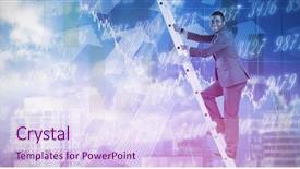  Presentation with shares - Cool new slide deck with businessman climbing up ladder backdrop and a sky blue colored foreground
