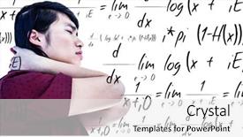  Presentation with equation - PPT theme featuring businessman closing eyes against math background and a white colored foreground