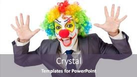 Presentation with clown - Audience pleasing slide set consisting of businessman-clown-isolated-on-white backdrop and a  colored foreground