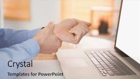  Presentation with pain - Amazing slide set having businessman clutching his painful wrist backdrop and a lemonade colored foreground