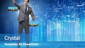  Presentation with profit - Slides featuring businessman comparing profit and taxes background and a teal colored foreground