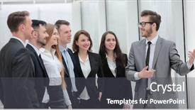  Presentation with team training - Presentation design having businessman conducts training with business background and a dark gray colored foreground