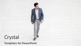  Presentation with step - PPT layouts having businessman confidently steps forward background and a white colored foreground