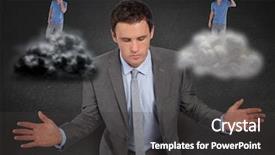  Presentation with digital image - Presentation design with businessman confused between being good background and a  colored foreground