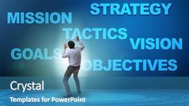  Presentation with strategic - Slide deck enhanced with businessman confused with strategic objectives background and a  colored foreground