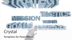  Presentation with strategic - Slide set consisting of businessman confused with strategic objectives background and a  colored foreground