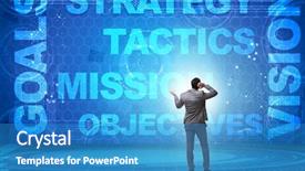  Presentation with strategic - Beautiful PPT theme featuring businessman confused with strategic objectives backdrop and a  colored foreground