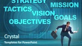  Presentation with strategic - Presentation design featuring businessman confused with strategic objectives background and a  colored foreground