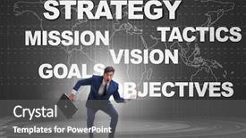  Presentation with strategic - Presentation theme featuring businessman confused with strategic objectives background and a gray colored foreground