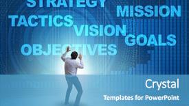  Presentation with strategic - Presentation theme having businessman confused with strategic objectives background and a teal colored foreground