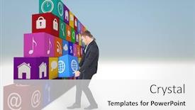  Presentation with hands down - Slide set consisting of businessman-contorted-with-hands-down background and a white colored foreground