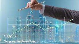  Presentation with strings - Audience pleasing PPT theme consisting of businessman controlling the market with strings backdrop and a teal colored foreground