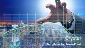  Presentation with strings - Slide set with businessman controlling the market with strings background and a ocean colored foreground