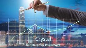  Presentation with strings - PPT theme having businessman controlling the market with strings background and a ocean colored foreground