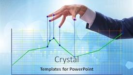  Presentation with strings - PPT theme enhanced with businessman-controlling-the-market background and a light blue colored foreground