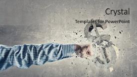  Presentation with dollar sign - Audience pleasing PPT theme consisting of businessman crashing stone dollar backdrop and a light gray colored foreground